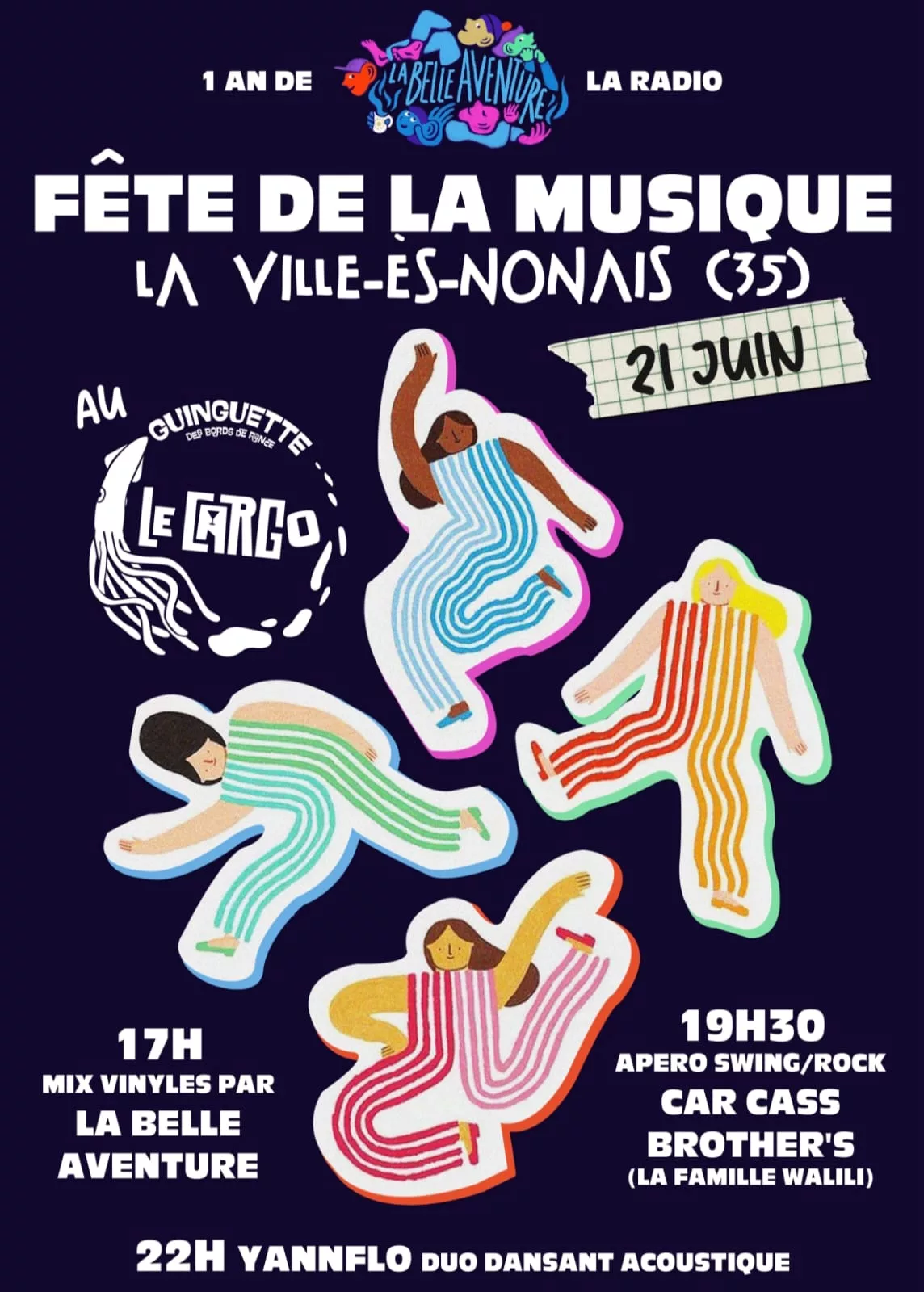 Samedi 21 juin 2025 : Radio La Belle Aventure fête ses 1 an au Cargo, à la Ville-ès-Nonais (35)!